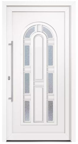 HORI Eingangstür Kunststoff Komplettset - Classic – Moderne Hauseingangstür mit Stahlverstärkung, Wärmeschutz & 5-fach-Verriegelung - Farbe: Weiß - DIN rechts - Modell: Classic - 2080 x 1080 cm