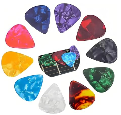 SYQZMYA 12er Set Plektrum,Mit 0,5 0,75 1,0 mm verschiedenen Stärken Guitar Picks,Vielseitige Gitarren zubehör Plektrum akustikgitarre,für Akustik Gitarre,E Gitarre,Ukulele,und Bass