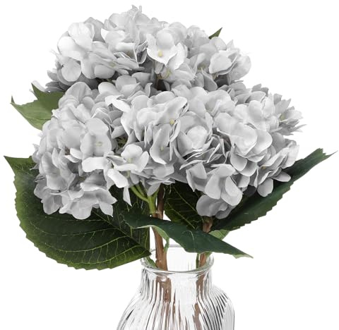 PATIKIL Hortensia Artificielle Fleurs, 4pcs Faux Hortensia Fleurs Artificielle Hortensias Faux Soie Faux Fleurs dans Vase Véritable Toucher pour Maison Table Décorations, Bleu