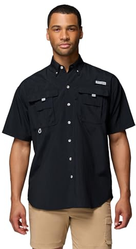 Columbia Men's PFG Bahama II Short Sleeve Fishing Shirt, Black, Large
