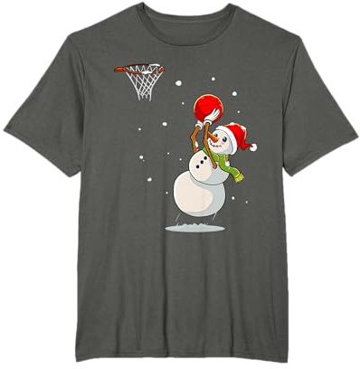 Divertente pupazzo di neve basket pigiama Natale ragazzi bambini Maglietta