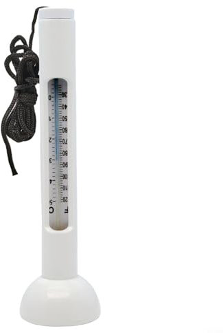 Poolthermometer, schwimmendes Wasserthermometer mit Seil, für Schwimmbadthermometer oder Teichthermometer, Spa, Eisbad (weiß)