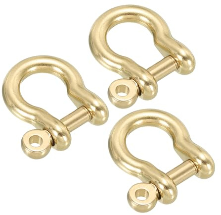 PATIKIL Manilles à Anneau en D, 3Pcs 9/32 Pouce Largeur Intérieure Crochet de Clé Fob de Type U en Laiton Pure, Petites Manilles à Nœud pour Le Remplacement du Cuir Artisanal, Bricolage