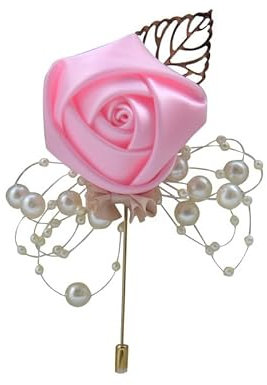 SYSUII Boutonniere Hochzeit Rose - 8 Stück Gästeanstecker Hochzeit Zubehör Ansteckblume Bräutigam Hochzeitsanstecker Hochzeit Rose Blumen Anstecker für Party Prom Männer Anzug Dekoration -Rosa #4