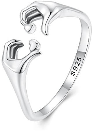 Collana Uomo Acciaio,Anelli Claddagh a cuore in argento sterling 925 per donna Anello Claddagh irlandese regolabile Promessa di amicizia