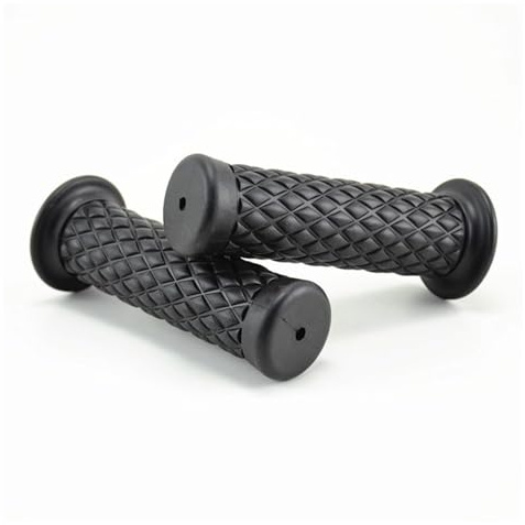 Motorcycle Hand Grips, 7/8 Vintage Non-Slip Rubber Handlebars, Soft Motorbike Thruster Grip for Hand Comfort, Universal Accessories for Motocross Scooter Dirt Bike (Black)