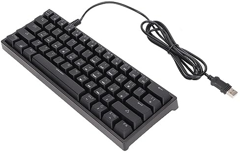 Wisoqu Tastiera meccanica da gioco cablata, 61 tasti con interruttore blu tastiera meccanica con retroilluminazione RGB tastiera compatta al 60%, per computer e laptop,