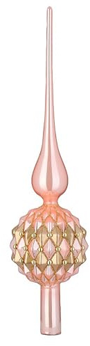 Christbaumspitze Glas 31cm D=8cm - glänzend & mit Ornamenten - Weihnachtsbaumspitze für Weihnachtsbaum - Christbaumschmuck & Weihnachtsbaumschmuck Apricot - Sweet Melon