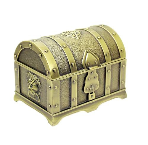 LYHYDMA schatztruhe Größe 7x5x5cm Vintage Schmuckschatulle Metall Kunsthandwerk Schatztruhe Schmuckstücke Aufbewahrungsorganisator Paket Spielzeugkoffer(Bronze Color)