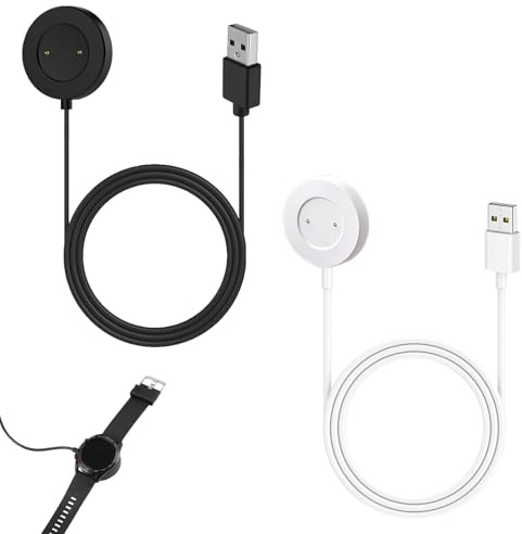 2 Pièces Chargeur Compatible avec Huawei Watch GT/2/2E, Honor Watch Dream/Magic/2/GS Pro, Câble de Chargement USB Charge Rapide et Sécurisée, Accessoires pour Montre Connectée (Noir et Blanc)