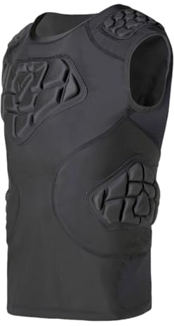 Topeter Football Compression Shirt with Rib, Chest, Shoulder Padding for Youth Boys and Girls Catchers Protectors S