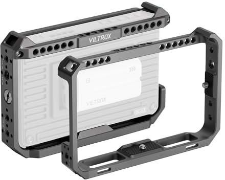 VILTROX Camera Monitor Rig Cage for DC-X2/DC-X3 Video Field Monitor with 1/4 Screw Hole, 3/8 Screw Hole, Metal Material, Compatible for Magic Arm, LED Lights, Microphone
