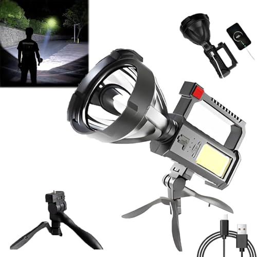 DOPZNJWF Ms32 Flashlight 200000 Lumen, 2000000 Lumen Rechargeable Flashlight, Super Bright LED Searchlight with Tripod, Ms32 Brightest Flashlight