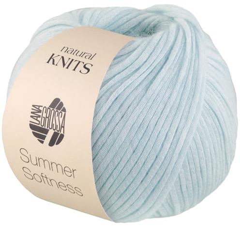 LANA GROSSA Summer Softness | Zartes Baumwollschlauchgarn, voluminös gefüllt mit flauschigen Merinofasern | Handstrickgarn aus 80% Baumwolle (Bio) & 20% Schurwolle | 50g / 130m FB17