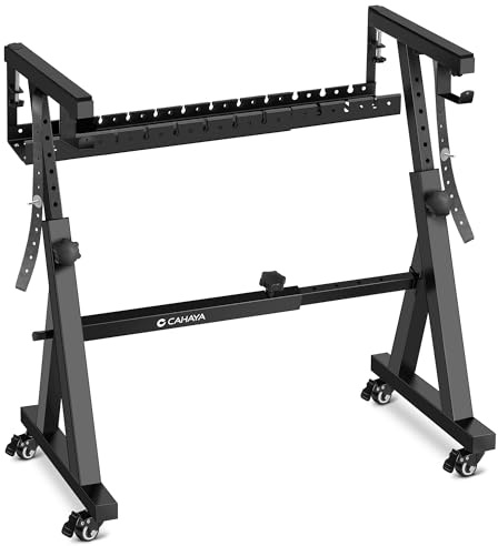CAHAYA Soporte para teclado con bandeja de almacenamiento y ruedas, resistente y ajustable, ancho y altura para piano digital de 66, 76, 88 teclas, modelo Z Style