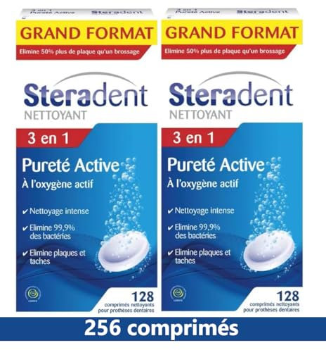 Stéradent - Comprimés Nettoyant Pureté Active 256 Comprimés - Prix Unitaire - Livraison Gratuit En France Métropolitaine Sous 3 Jours Ouverts