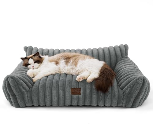 Bedsure Divano letto lavabile per cani - 76x51x25 cm Letti grandi per gatti da appartamento, divano per cani di taglia media Divano per gatti con rivestimento sfoderabile, grigio scuro