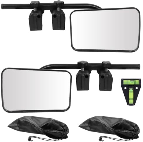 Mucola Wohnwagen Spiegel Zusatzspiegel universal 2er Set 12x18 cm Schwarz | Inkl. Wasserwaage, werkzeuglose Anbringung, vibrationsfrei bei Tempo, erweitert das Sichtfeld, für Caravan und Anhänger