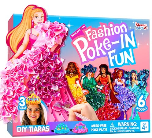 Klever Kits Poke in Art for Girls,Arts and Crafts for Kids Ages 4 5 6 7 8 9 10+,Magical Princesses Dress-up Kit,DIY Craft Kits,Mess-Free Art Activity Toys,Birthday Gift for Girls Ages 4-12