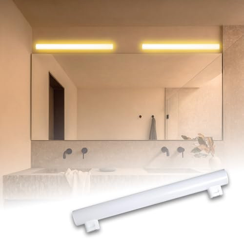 Maxled, Light is Led! LED Linear Lamp S14S 30cm, 600lm 8W Replaces 60W Incandescent Lamp LED Lamp 2700K Warm White 180° LEDs Tube 2 Sockets for Kitchen Bathroom Mirror Light Not Dimmable