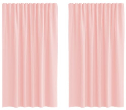 vidaXL Cortinas de Gasa con Bolsillos para Varillas 2 uds. Rosa, Visillo, Cortina Transparente, Voile para Ventanas, Tratamiento de Ventanas
