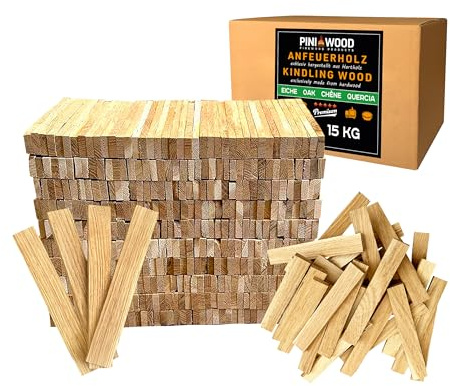 PINI Encendedores de madera de roble, encendedores de chimenea, encendedores de horno, encendedores de leña (15 kg)