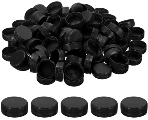 PATIKIL 38mm/1.5 Inner Plastic Bottle Cap, 200Pcs Replacement Screw Bottle Cap Storage Jug Lids for Craft DIY Juice Water Milk, Black