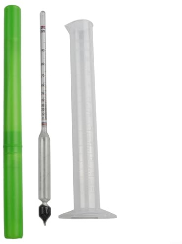 Idrometro per alcol 0-100% con misurino da 100 ml, tester di distillazione in vetro e plastica, per misurazione di precisione a 20 °C