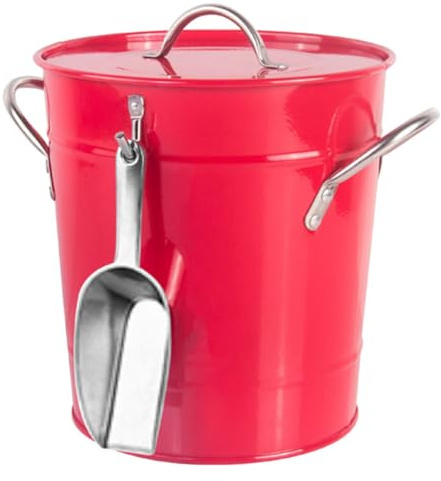 Sewroro Seau à Glace Rétro en Fer 1,5 L Rouge Porte-glaçons Portable pour Bière Glacée Usage Domestique et Restaurant