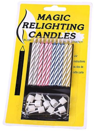 Magic Trick Relighting Candles - Cake Decorations Trick Candle, Fool's Day Magic Prank Toy for Kids, Youth, Sturdy Harmless Material for Party Supplies, Fun Birthday and Celebration Entertainment