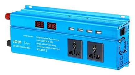 Convertitore Potenza Da 3000 W CC 12 V A CA 220 V 230 V Con Display LED 4 USB Trasformatore Presa Universale UE Inverter A Onda Sinusoidale Pura Power Inverter(Universal 50Hz)