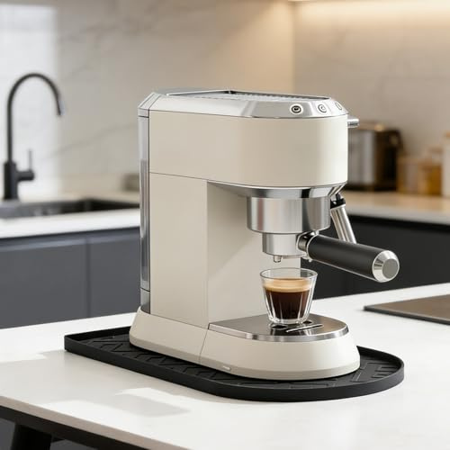 Barista Matte, 25x40cm Kaffeemaschine Unterlage Silikon Rutschfeste Hitzebeständiges Wasserdicht Kleine Silikonmatte für De'Longhi Dedica Style, Philips Senseo Original Plus und Ninja Creami usw