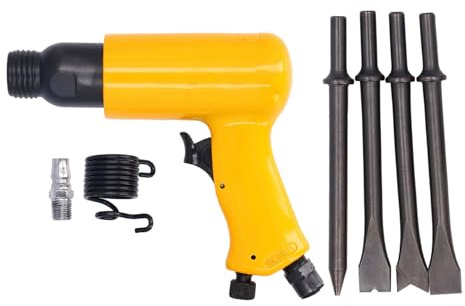 Baxnore Kit martello pneumatico professionale da 3000 BPM, scalpello pneumatico per impieghi gravosi con 4 accessori, corsa da 66 mm, per taglio di metalli in auto, riparazione del