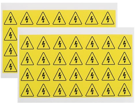 Milisten 54 Pièces Panneau D'avertissement Électrique Triangulaire Jaune, Autocollant Imperméable et Résistant à L'huile pour Tableau Électrique et Boîtier Compteur, Usage Intérieur