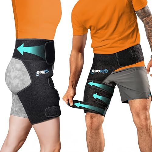 5 in 1 Hip Brace for Women Men Sciatica Pain Relief Devices - Adjustable Groin, Hip Flexor Compression Wrap for Comfortable Thigh, Hamstring & Sciatic Nerve Support, Improved Mobility & Recovery