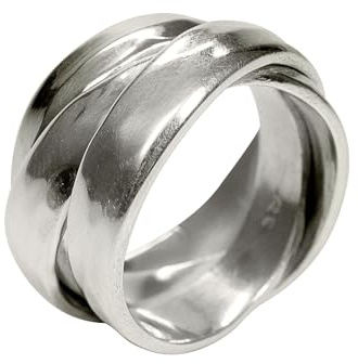 SILBERMOOS XL XXL Ringe in großen Größen Damenring Herrenring Partnerring dreifach gewickelt glänzend gehämmert handgeschmiedet Sterling Silber 925 Größen 64, 66, 68, 70