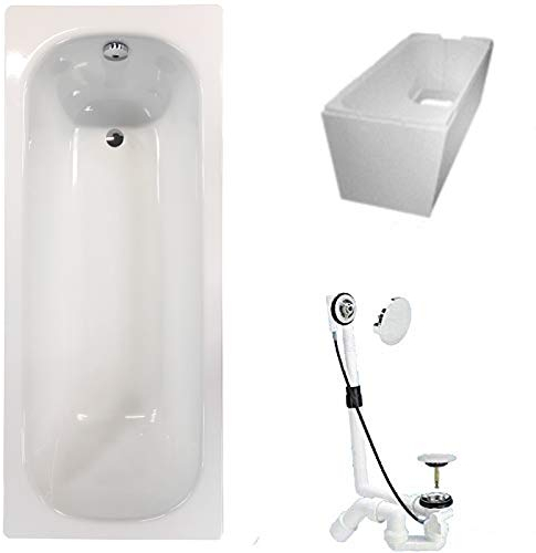 KALDEWEI Badewanne Stahl KOMPLETT SET 170x75cm + Wannenträger + Ablaufgarnitur weiß
