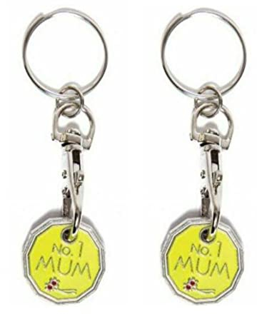 2 pcs Shopping Trolley Tokens | 2 X NO.1 MUM Design New Shape 12 Edge Sided | Key Shopping Trolley Pound | Keyring Clasp for Supermarket Locker Cart for Her Him Party Filler Bags