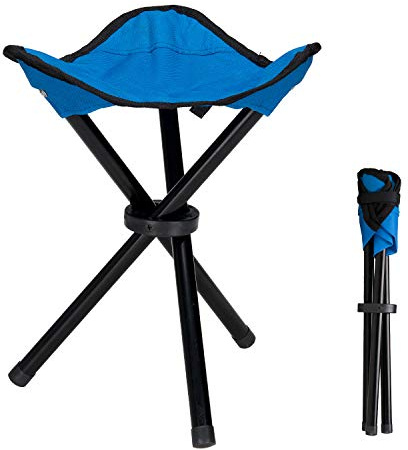 COVVY Treppiede da Esterno Sgabello Portatile Pieghevole Piccola Tela 3 Gambe per Escursionismo Campeggio Pesca Picnic Spiaggia Barbecue (blu)