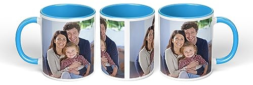 Print Maniacs Personalised Mug Any Image Photo Custom Text Magic Coffee Tea Cup Birthday Gift Father's Mothers Day Funny Mug (Blue Fill and Handle)