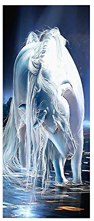 Türtapete selbstklebend Pferd TürPoster 3D Bewirken Fototapete Türfolie Poster Tapete Abnehmbar Wandtapete für Wohnzimmer Küche Schlafzimmer 77x200cm