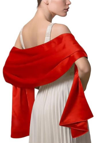 LumiSyne Mujer Satén Gasa Chal Mantón Sedoso Color Sólido Bufanda Pañuelo Ligero Estola Para Fiesta Vestido Boda Novia Dama De Honor Noche