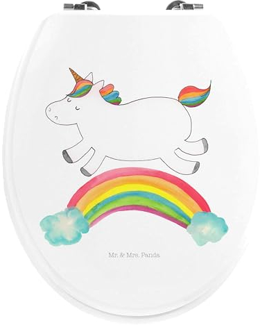 Mr. & Mrs. Panda Motiv WC Sitz Einhorn Regenbogen - Geschenk, Glitzer, Unicorn, Toilettendeckel, WC-Sitz, Einhorn Deko, Einhornpower, Einhörner,