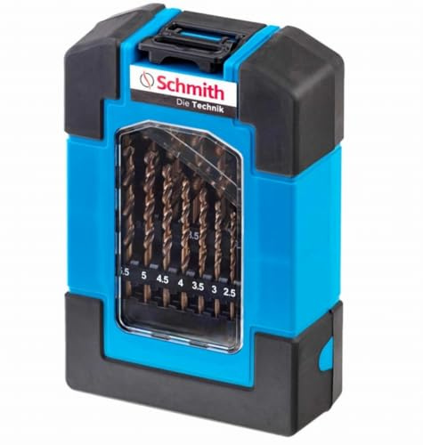 Schmith – Ensemble de Forets Metal au Cobalt - Meche Metal - Forets Polyvalents pour l’Acier Inoxydable, Résistant aux Acides, Résistant à la Chaleur, Fonte à Résistance Sup. à 900 N/mm² - 19 pièces