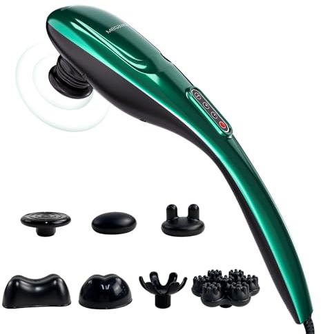 MEGAWISE Handheld Deep Tissue Neck Back Electric Massager for Shoulder, Waist, Leg, 3700 RPM Powerful Motor (Green)