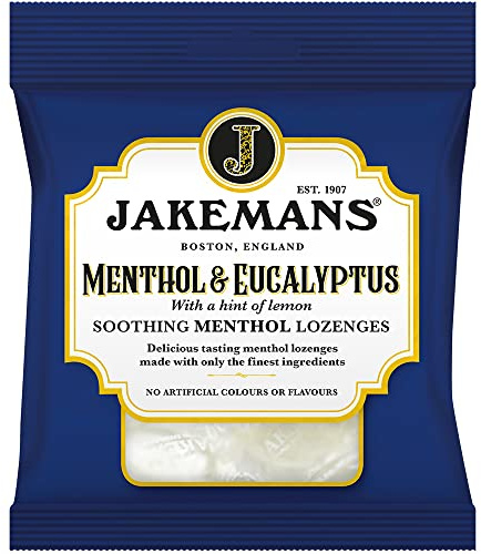 Jakemans Menthol & Eucalyptus 73g - Pack of 12 - Soothing Menthol Lozenges - Suitable for Vegetarians, Clear