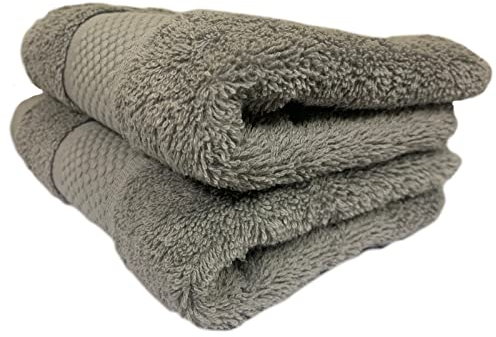 Sue Rossi Guest Towels 30 x 50cm Set Of 2, Organic Turkish Combed Cotton, 600gsm Thick, Soft & Absorbent Bathroom Or Kitchen Small Hand Towel, Face Cloth (Silver Grey, 2)