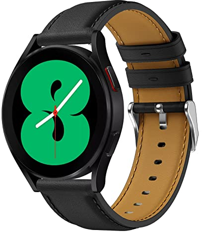 Syxinn 20mm Leder Armband für Samsung Galaxy Watch 4/4 Classic/Active 2/3/5/6/7/Pro - Ersatzarmband für Damen und Herren