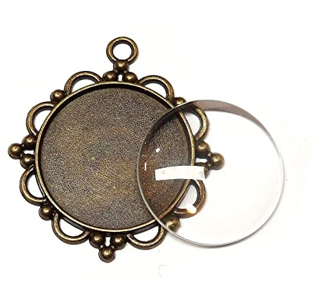 8 Teile 4 Stück Charm Leere Lünette Tablett Medaillons Metall Anhänger Fassungen Schmuck Runde 4 Stück Klar Glas Cabochon Bastelset
