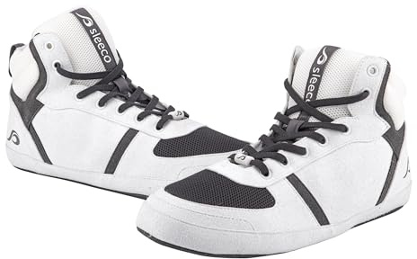 sleeco - Pantofole eleganti in stile Jordan Sneaker (unisex) per uomo e donna - Sneaker da interno moderne e comode (REVO 1, REVO 2 e NOVO), bianco/grigio, 39 EU